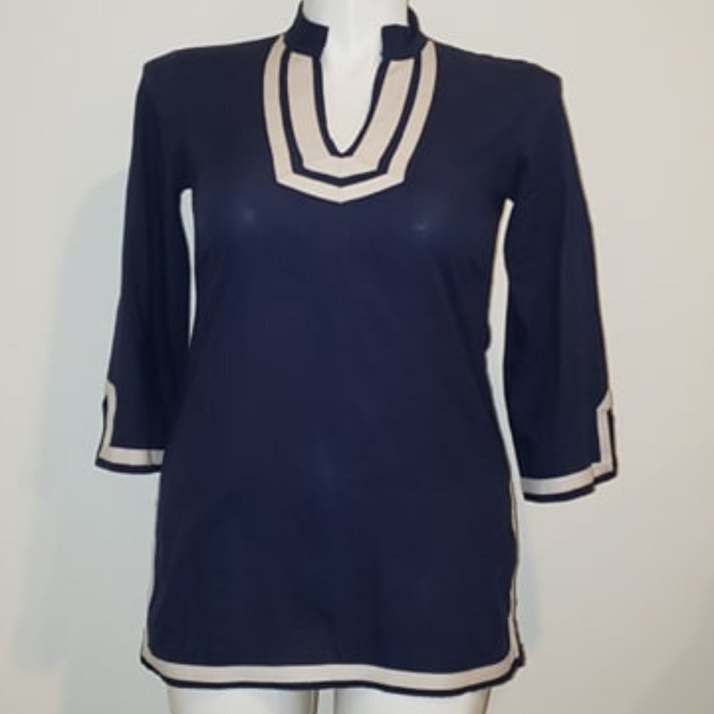 Brooks Brothers 346 Nautical Cotton Tunic Navy and White